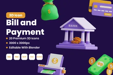 Bill And Payment 3D Icon Pack