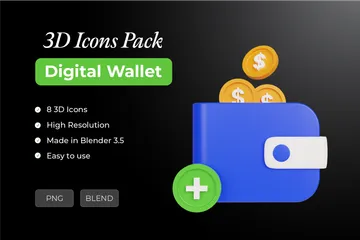 Billetera digital Paquete de Icon 3D
