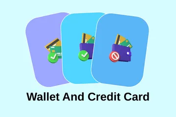Cartera y tarjeta de crédito Paquete de Icon 3D