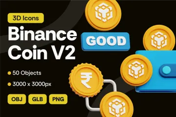Binance Crypto Coin V2 3D Icon Pack