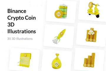 Pièce cryptographique Binance Pack 3D Illustration