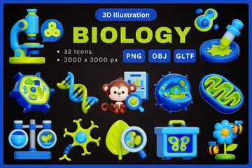 生物学 3D Iconパック