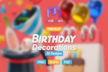 Birthday Decoration 3D Icon Pack