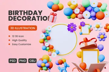 Birthday Decoration 3D Icon Pack