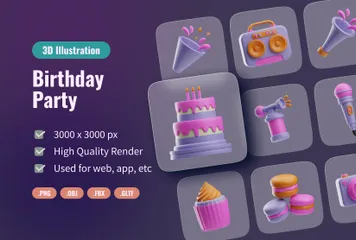 생일 파티 3D Icon 팩