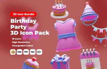 BIRTHDAY PARTY 3D Icon Pack