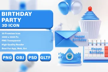 Birthday Party 3D Icon Pack