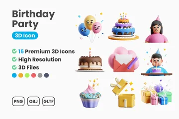 Birthday Party 3D Icon Pack