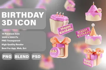 Birthday Party 3D Icon Pack