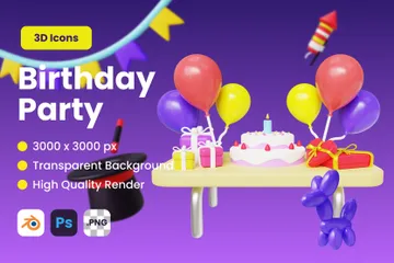 Birthday Party 3D Icon Pack