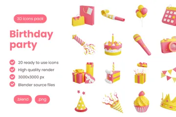 Birthday Party 3D Icon Pack