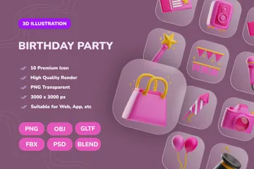 Birthday Party 3D Icon Pack