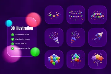 Birthday Party Celebration 3D Icon Pack