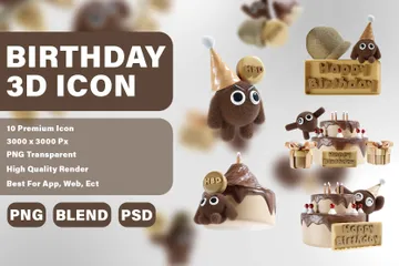 誕生日パーティーチョコレート 3D Iconパック