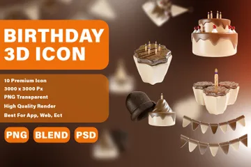 Birthday Party Chocolate 3D Icon Pack