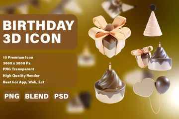 Birthday Party Chocolate 3D Icon Pack