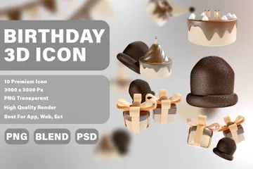 Birthday Party Chocolate 3D Icon Pack