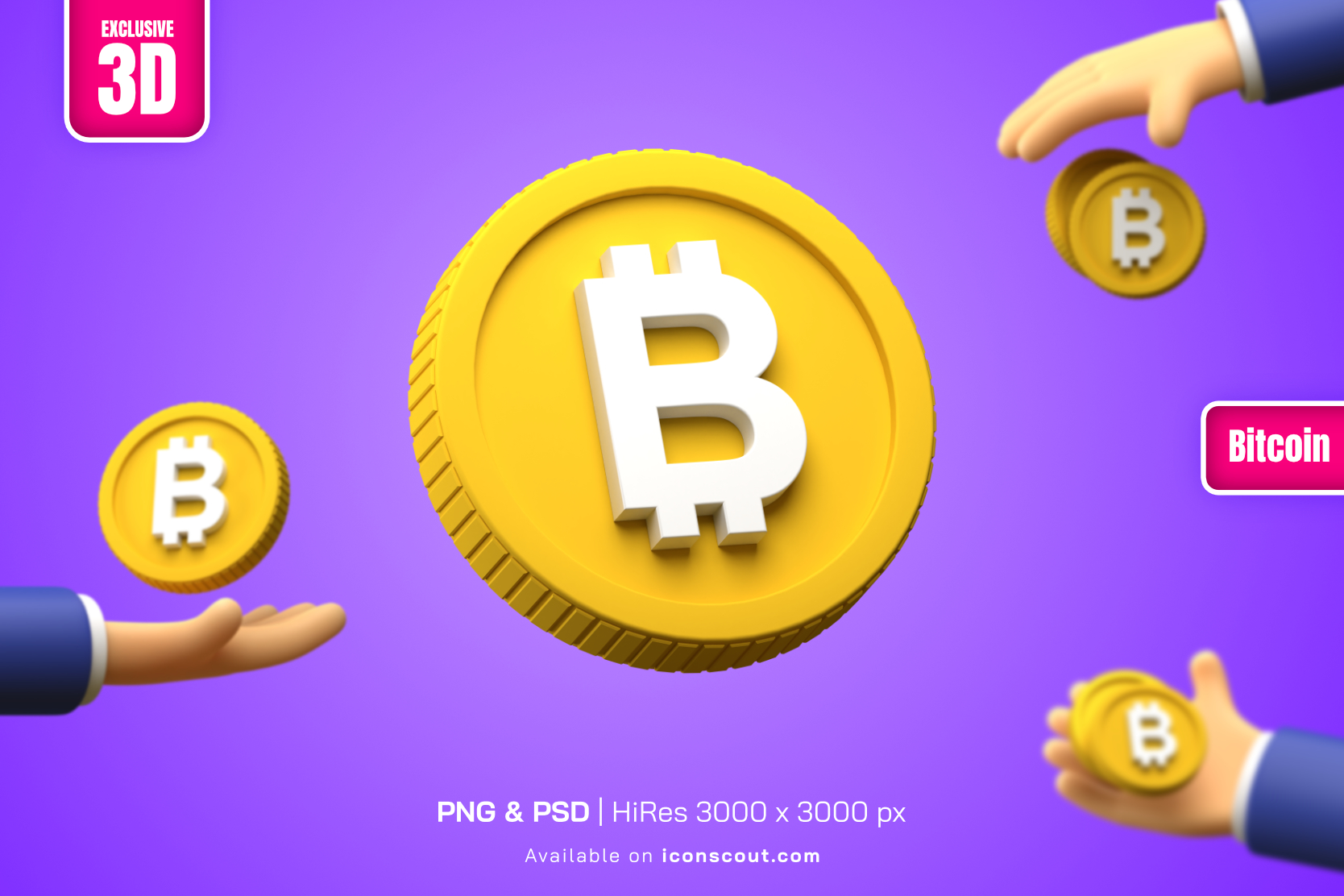 Premium Bitcoin 3D Illustration Pack From Business 3D Illustrations