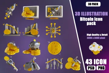 Bitcoin Pacote de Illustration 3D