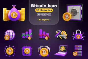 Bitcóin Paquete de Icon 3D