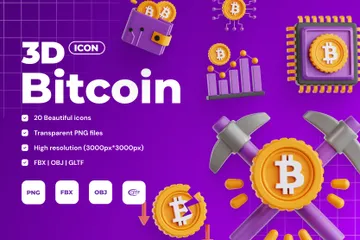 Bitcoin Pacote de Icon 3D