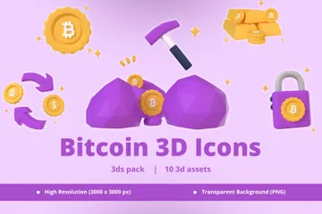 Bitcoin Pacote de Icon 3D