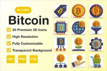 Bitcoin 3D Icon Pack