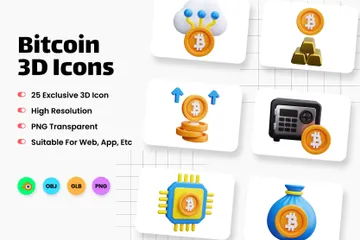 Bitcoin 3D Icon Pack