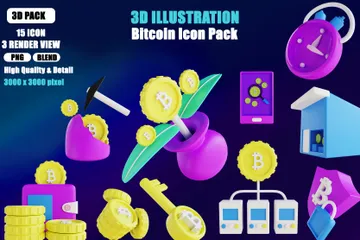 Bitcoin 3D Icon Pack