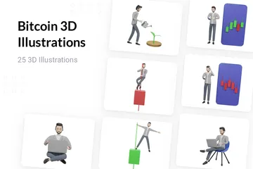 Bitcóin Paquete de Illustration 3D