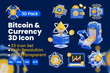 Bitcoin And Criptocurrency 3D Icon Pack