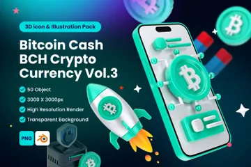 Bitcoin BCH Digital Stablecoin Criptomoeda Pacote de Icon 3D