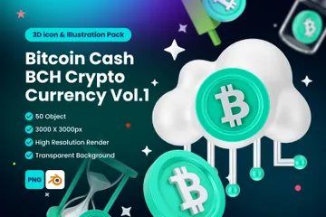 ビットコイン BCH デジタルステーブルコイン 暗号通貨 3D Iconパック