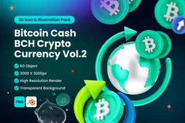 ビットコイン BCH デジタルステーブルコイン 暗号通貨 3D Iconパック