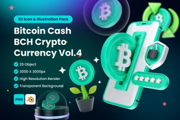 비트코인 BCH 디지털 스테이블코인 암호화폐 3D Icon 팩