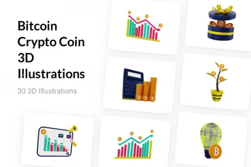 Moneda criptográfica Bitcoin Paquete de Illustration 3D