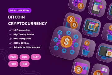 Bitcoin Cryptocurrency 3D Icon Pack