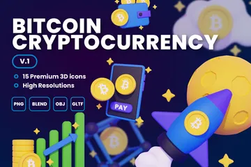 Bitcoin Cryptocurrency Vol 1 3D Icon Pack