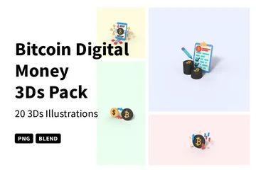 Dinero digital Bitcoin Paquete de Icon 3D