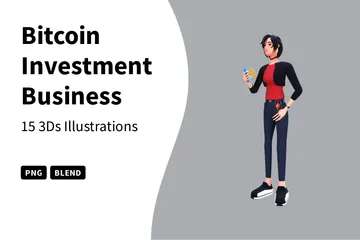 ビットコイン投資ビジネスウーマン 3D Illustrationパック