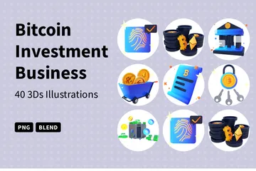 Bitcoin-Investmentgeschäft 3D Icon Pack