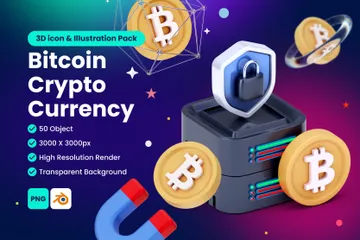 Bitcoin-Kryptowährung 3D Icon Pack