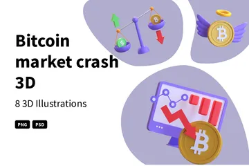 Bitcoin-Marktcrash 3D Illustration Pack