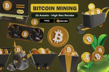 Bitcoin Mining 3D Icon Pack