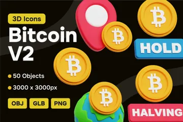 Bitcoin V2 3D Icon Pack