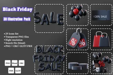 Black Friday 3D Icon Pack