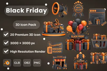 Black Friday 3D Icon Pack