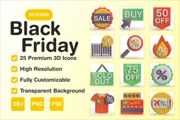 Black Friday 3D Icon Pack