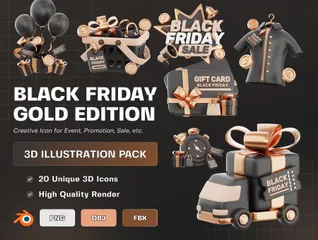 Black Friday Gold Edition 3D Icon Pack