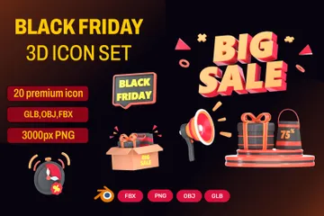 Black Friday Shopping 3D Icon Pack